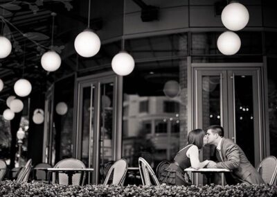 Couple Kissing at Bistro Niko restaurant